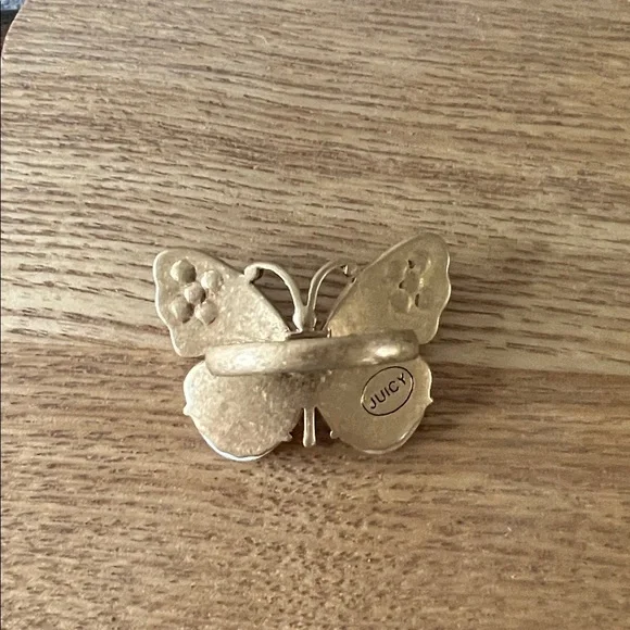Vintage Juicy Couture Gold Butterfly Ring Gemstones - Picture 5 of 10